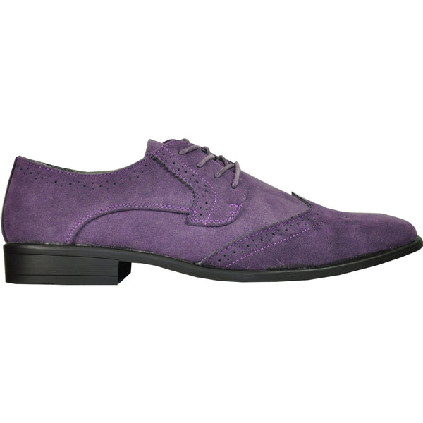 BRAVO Men Dress Shoe KING 3 Wingtip Oxford Shoe Purple VANGELO FOOTWEAR